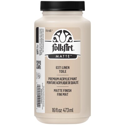 FolkArt Acrylic Paint Matte, 16oz., Linen, 2/Pack (FLK6371-2)