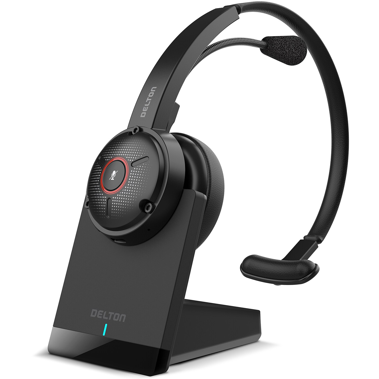 Delton 50X Pro Wireless Noise Canceling Bluetooth Mono Phone & Computer On Ear Headset, Black (DBTHEAD50X)