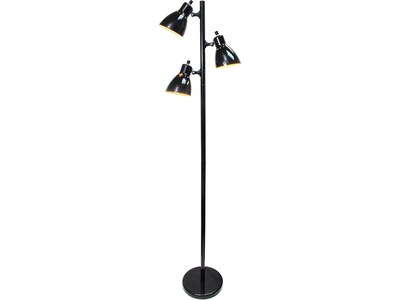 Creekwood Home Essentix 64 Metal Floor Lamp with Cone Shades (CWF-3002-BK)