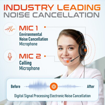 Delton 30Y MS Teams Noise-Canceling On-Ear Mono Computer Headset, USB Type-A & Type-C, Black (DWH30Y)