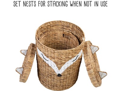 Honey-Can-Do Fox-Shaped Storage Baskets with Lids, Nesting, Brown/White, 2/Set (STO-09151)