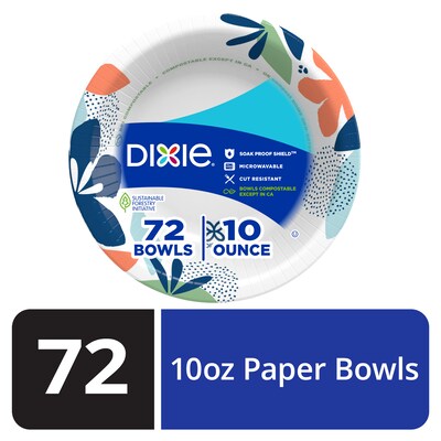 Dixie Paper Bowl, 10 oz., White, 72 Bowls/Pack (15981)