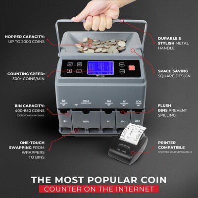 Cassida C-300 Coin Sorter, Gray (C-300)