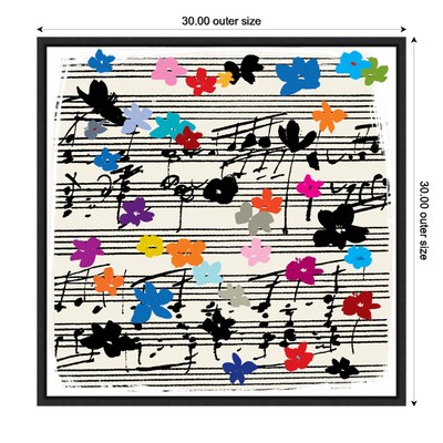 Amanti Art Floral Music Notes by Jenny Frean Framed Canvas Wall Art Print, 30" x 30" (A42678027404)