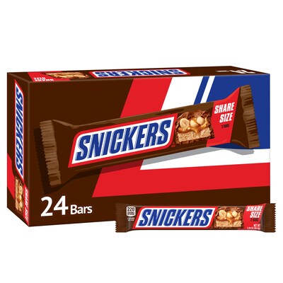 Snickers Share Size Milk Chocolate Candy Bars, 3.29 oz., 24/Box (MMM32252)