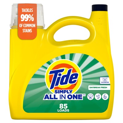 Tide Simply HE Liquid Laundry Detergent, Daybreak Fresh Scent, 85 Loads, 107 oz. (26837)