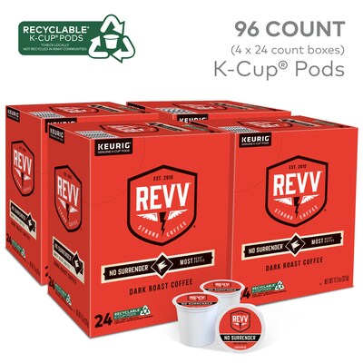 Revv Coffee No Surrender Coffee Keurig® K-Cup® Pods, Dark Roast, 96/Carton (6873CT)