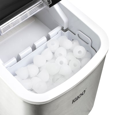 Igloo 26-Pound Automatic Self-Cleaning Portable Countertop Ice Maker Machine With Handle, Stainless Steel (IGLICEB26HNSS)