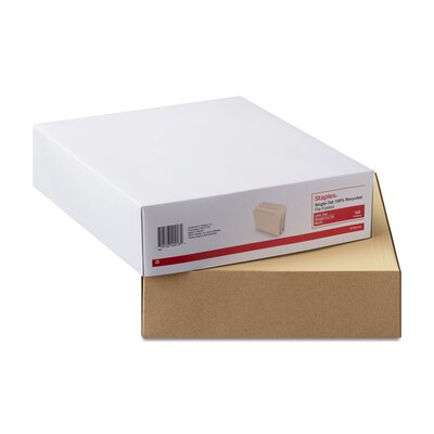 Staples 100% Recycled File Folder, Single Tab, Letter Size, 100/Box (ST393125/393125)