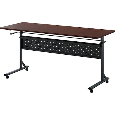 Lorell Shift 2.0 24"W x 60"D Foldable Flip & Nesting Mobile Table, Laminated, With Wheels, Mahogany (LLR60760)