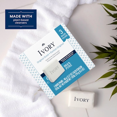 Ivory Gentle Bar Soap, Original Scent, 3.17 oz., 3 Bars/Pack, 24 Packs/Carton (12364)