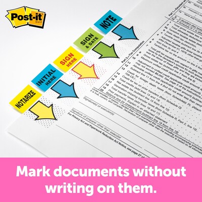 Post-it Sign Here Message Flags, 1 Wide, Yellow, 200 Flags/Pack (680-HVSH)