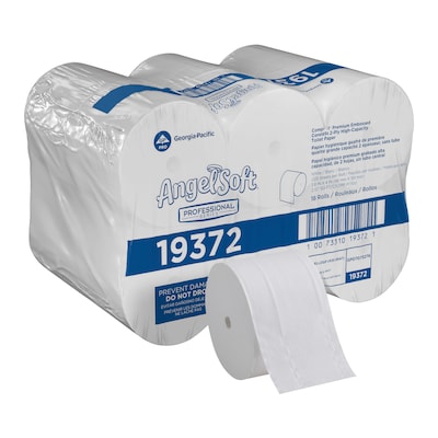 Angel Soft Professional Series Compact Recycled Coreless Toilet Paper, 2-Ply, White, 1125 Sheets/Roll, 18 Rolls/Carton (19372)
