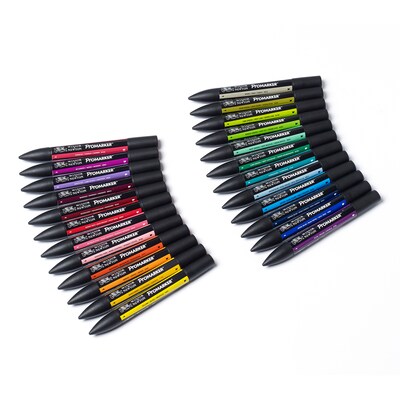 Winsor & Newton Promarker Dual-Tip Student Designer Marker, Strong Colors, 24/Pack (WNX0290030)