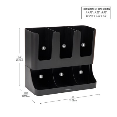 Mind Reader Anchor Collection 6-Compartment 2-Tier Coffee Cup and Condiment Organizer, Black (UPRIGHT6-BLK)