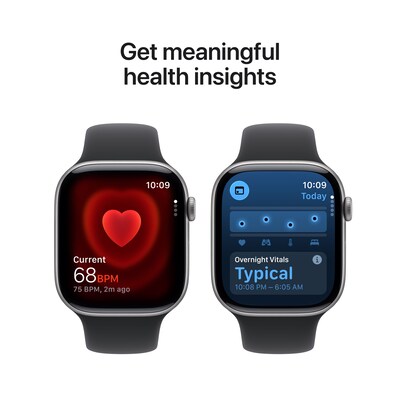 Apple Watch Series 11 GPS Smartwatch, 46mm, Space Gray Aluminum Case with Black Sport Band, Medium/Large (MEV44LW/A)