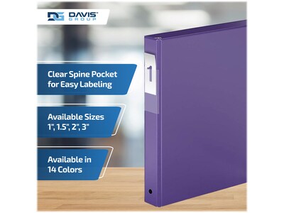 Davis Group Premium Economy 1" 3-Ring Non-View Binders, Purple, 6/Pack (2311-69-06)