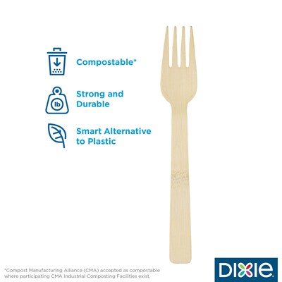 Dixie Compostable Bamboo Fork, Brown, 1000/Box (ANFBAM)