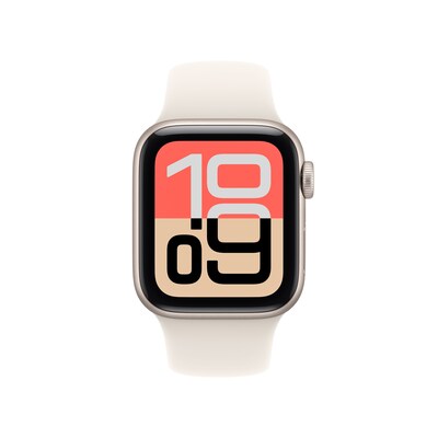 Apple Watch SE 3 GPS + Cellular Smartwatch, 40mm, Starlight Aluminum Case with Starlight Sport Band, Medium/Large (MEP74LW/A)