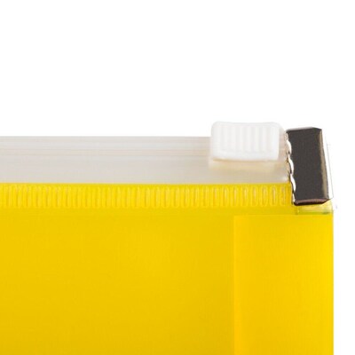 JAM Paper Premium Plastic Expanding Wallet with Zipper Closure, 5" x 10", Yellow, 3/Pack (921Z1YEX3)