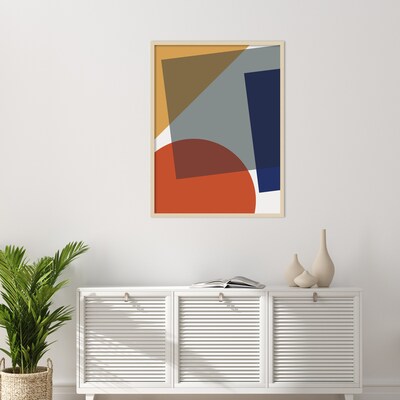 Amanti Art Layered Retro Modern Shapes In Bright Colors by The Creative Bunch Studio Wood Framed Wall Art Print, 31" x 41"