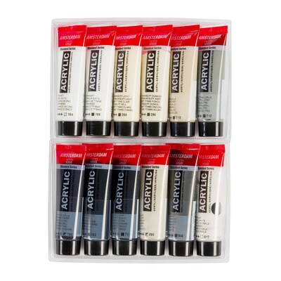 Amsterdam Greys Acrylic Paint, Assorted Colors, 12/Pack (AMS17820600)