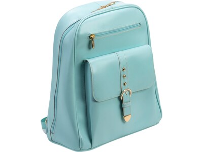 McKlein Madison Leather Laptop Backpack, Medium, Aqua Blue (99558)