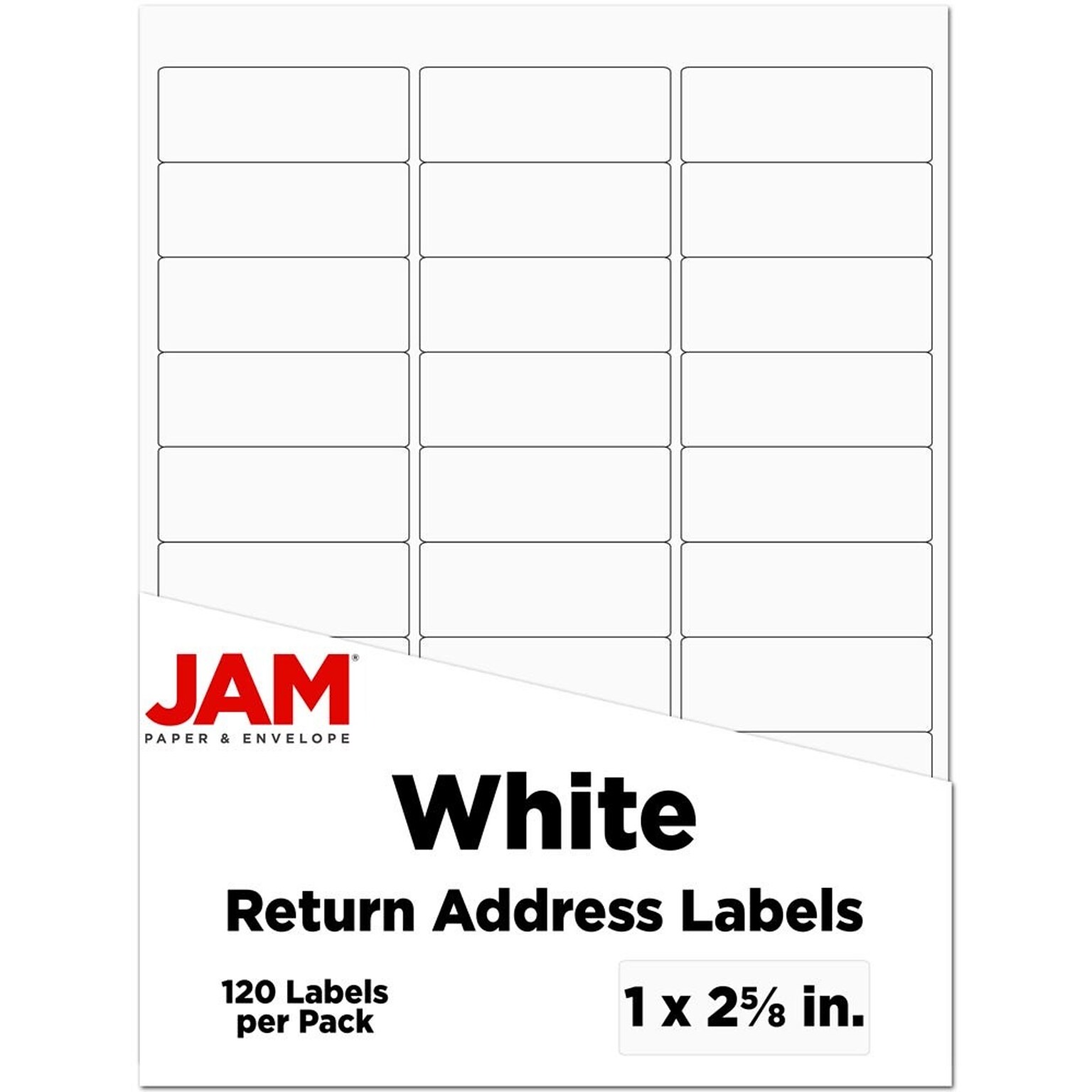 JAM Paper Laser/Inkjet Address Labels, 1 x 2 5/8, White, 30 Labels/Sheet, 4 Sheets/Pack (4062900)