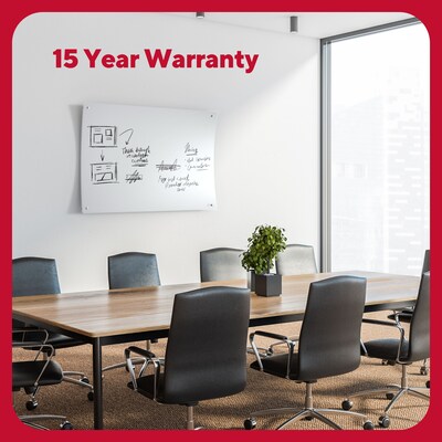 TRU RED™ Ergonomic Curved Magnetic Glass Dry-Erase Whiteboard, 4' x 3' (TR62094)