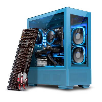 Skytech Azure 2 Gaming Desktop, Intel i5-12400F, 16GB RAM, 500GB SSD, Intel Arc A750 Graphics, Blue