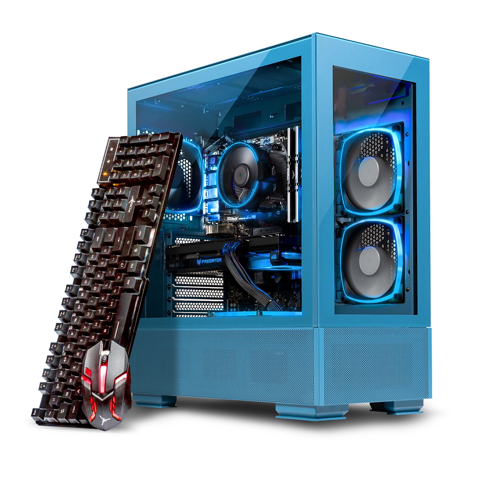 Skytech Azure 2 Gaming Desktop, Intel i5-12400F, 16GB RAM, 500GB SSD, Intel Arc A750 Graphics, Blue