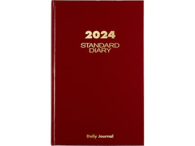 2024 AT-A-GLANCE Standard Diary 7.75 x 12 Daily Diary, Hardsided Cover, Red/Gold (SD377-13-24)