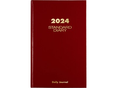 2024 AT-A-GLANCE Standard Diary 7.75 x 12 Daily Diary, Hardsided Cover, Red/Gold (SD377-13-24)