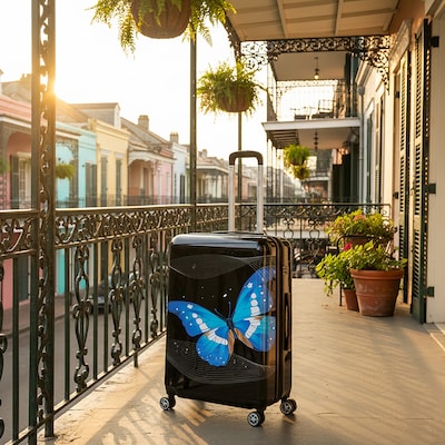 InUSA 28" Hardside Butterfly Suitcase, 4-Wheeled Spinner, TSA Checkpoint Friendly, Black Butterfly (IUAPC00L-BBU)