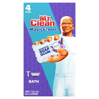 Mr. Clean Magic Eraser Bath White Scouring Pad, Lavender Scent, 4/Pack (51099)