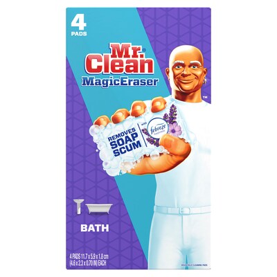 Mr. Clean Magic Eraser Bath White Scouring Pad, Lavender Scent, 4/Pack (51099)