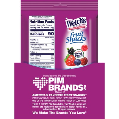 Welch's Gluten Free Berries 'N Cherries Fruit Gummies, 5 oz., 12 Bags/Box (PIM05092)