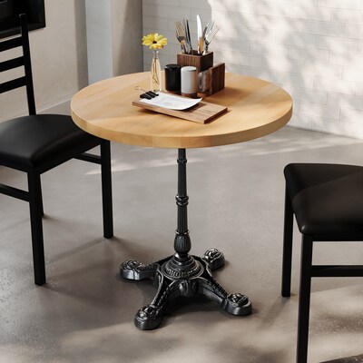 Flash Furniture Bennett 30 Round Wooden Commercial Indoor Table, Natural Top/Black Base (GSFRD30NTST2222)