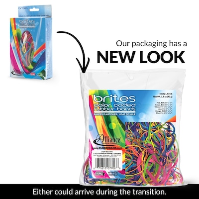 Alliance Rubber Brites Pic-Pac Multi-Purpose Assorted Rubber Bands, Non-Latex, Assorted Colors, 250/Bag (07706)