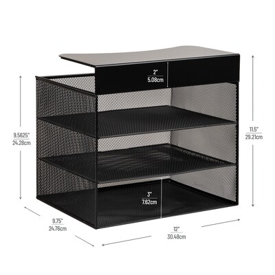 Mind Reader Slide-On Under Desk Metal Front Loading Letter Tray, Letter Size, Black (HUDESK-BLK )