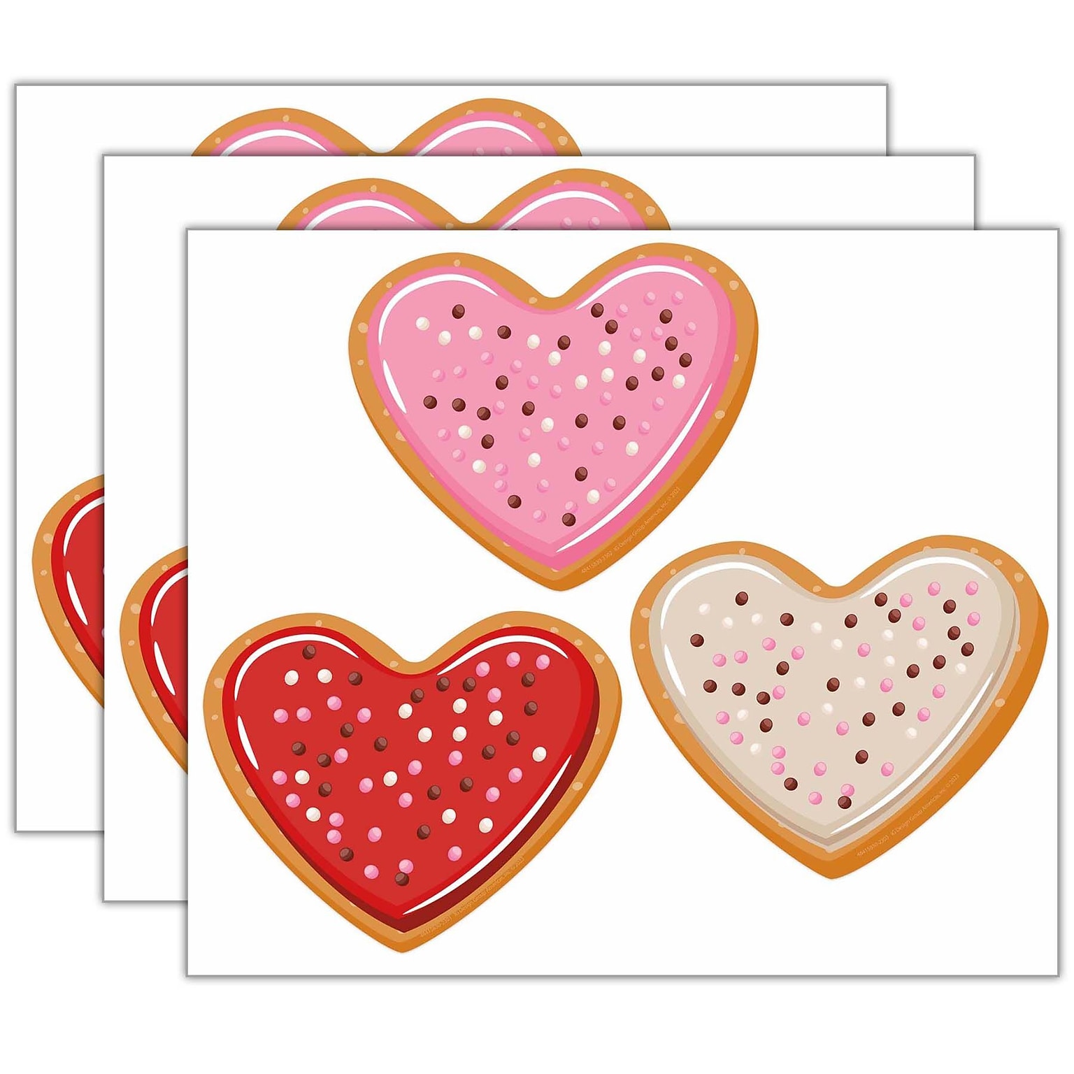 Eureka Heart Cookies Paper Cut-Outs, 36/Pack, 3 Packs (EU-841583-3)