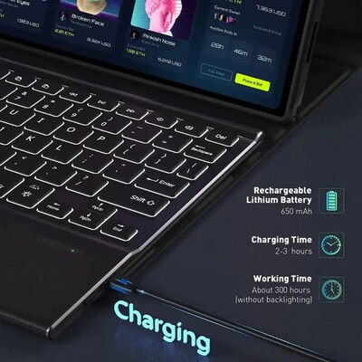 SaharaCase Navigation Series Keyboard Case with Track Pad for Galaxy Tab S10 FE+, Scorpion Black, (TB00475)