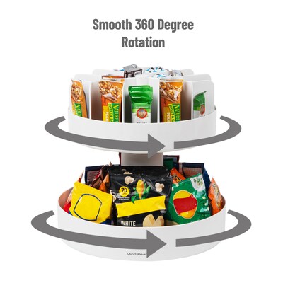 Mind Reader 2-Tier Plastic Lazy Susan Coffee Countertop Organizer, White (SNACKCAR-WHT)