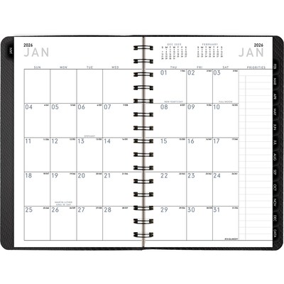 2026 AT-A-GLANCE Contemporary 5" x 8" Weekly & Monthly Planner, Faux Leather Cover, Charcoal (70-100X-45-26)