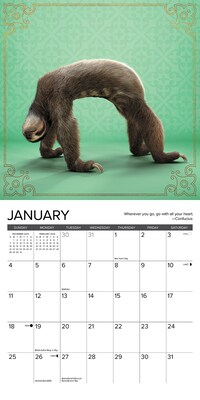 2026 Willow Creek Sloth Yoga 7" x 7" Monthly Wall Calendar (53768)