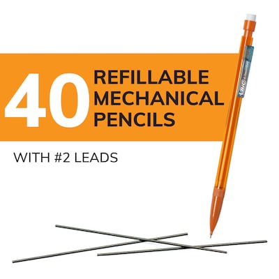 BIC Xtra Smooth Mechanical Pencil, 0.7mm, #2 Medium Lead, 40/Pack (MPCE40-BLK)
