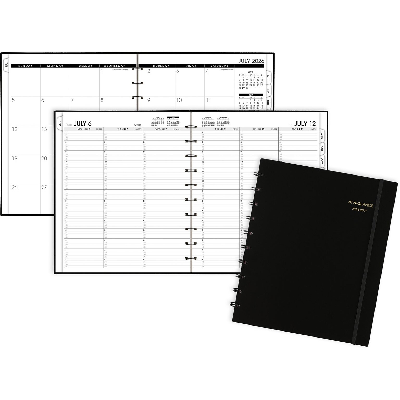 2026-2027 AT-A-GLANCE Move-A-Page 9 x 11 Academic Weekly & Monthly Planner, Poly Cover, Black (70-957E-05-27)