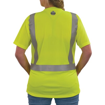 Ergodyne GloWear 8274 High Visibility Short Sleeve Women’s T-Shirt, ANSI Type R Class 2, Lime, X-Small (22071)