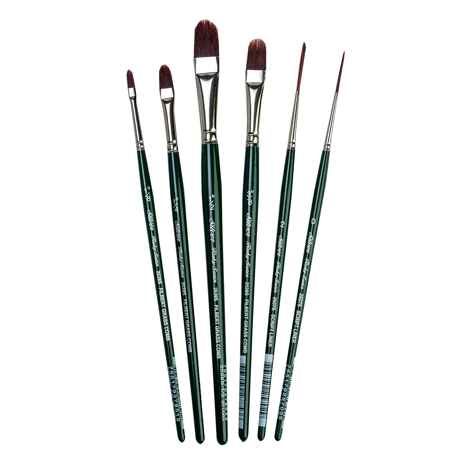 Silver Brush Ruby Satin Grass Combs, Assorted Brushes, 6/Pack (SLVRS2550)