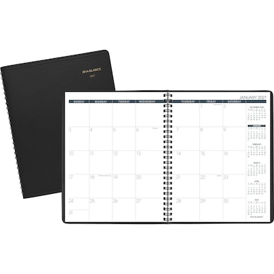 2027 AT-A-GLANCE 8 x 8.75 Monthly Planner, Faux Leather Cover, Black (70-120-05-27)